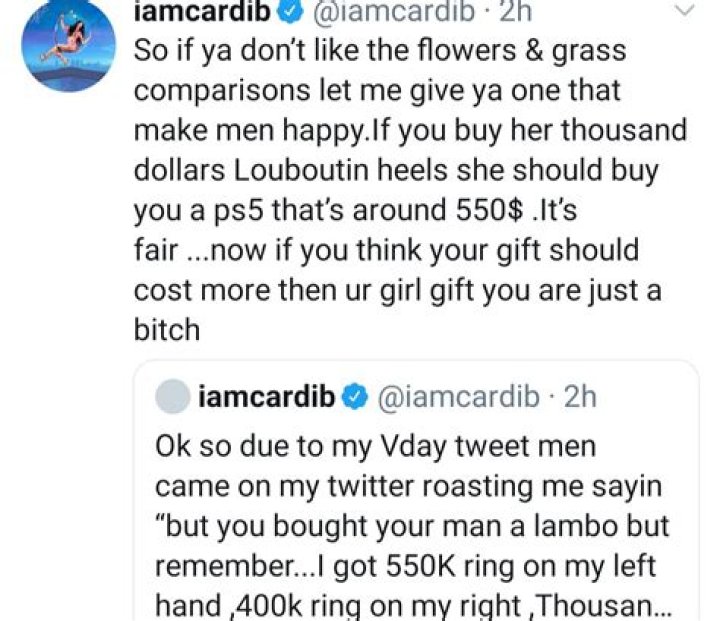 Cardi B Responds To People Blastiing Her For Buying Her Man A Lamborghini While Advising Women To Give Men Grass