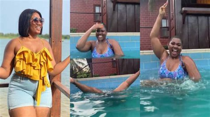 Finish Us- Fans Tell Abena Korkor After She Shared Video Having Fun In Swimming Pool