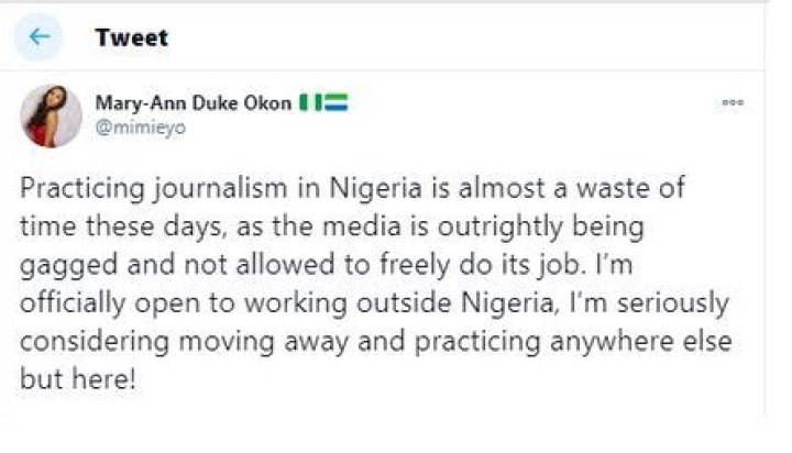 Practicing Journalism In Nigeria Is Almost A Waste Of Time- Journalist, Mary-Ann Duke Okon
